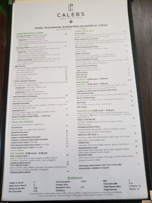 Breakfast/brunch/lunch menu