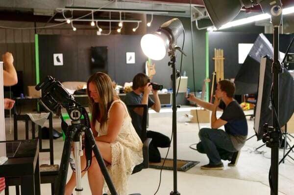 Photo from a Lady B Jewelry photo shoot at the studio.  "A photo of a photo, of a selfie, during a photoshoot."