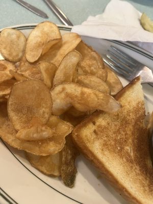 my grilled cheese and chips - no gourmet here