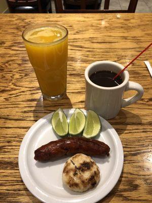 Fresh OJ was great, coffee was pretty good but my chorizo was slightly more than room temperature!! Not the best way to start