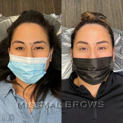 Powder brow tattoo before | after touch up