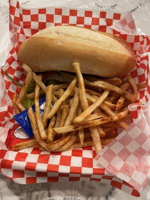 Kofte Ekmek (Turkish Burger) with Fries