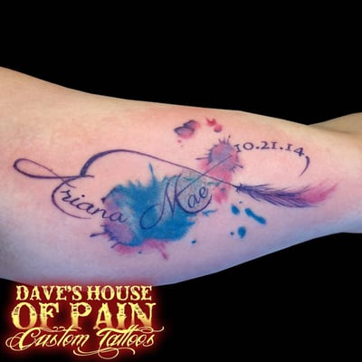 Custom watercolor tattoo by Dave