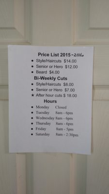 Prices/Rates (2016)