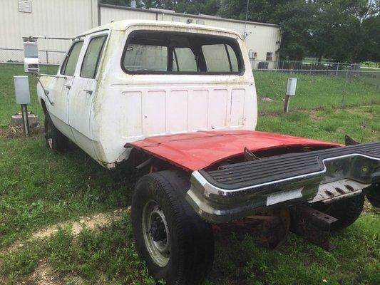 Rear, a little panel raught, rust slightly in the rear.