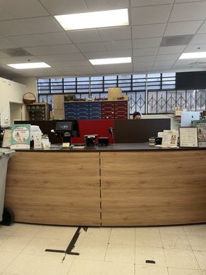 Inside front desk