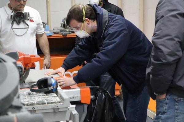 Tile, Grout & Thinsets Workshop:  Learning how to cut tile.