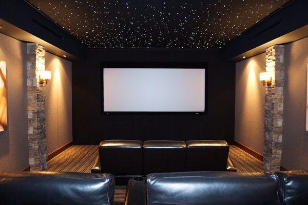 Dedicated Theater Room including Bowers & Wilkins speakers being used for surround sound.