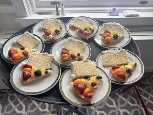 Vanilla Cake and Fruit Tart with vanilla custard