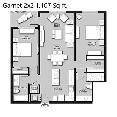 Garnet - 2 Bedroom Floor Plan