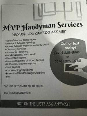 MVP Handyman services LLC flyer