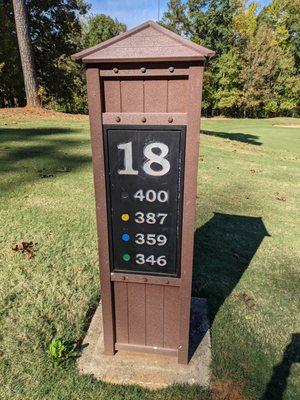 Hole 18 marker.