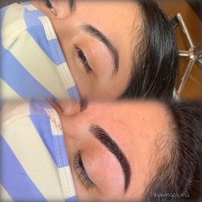 Microblading with machine shading