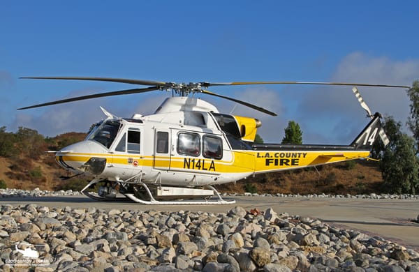 Copter 14 at the ready at Camp 8.  Bell 412