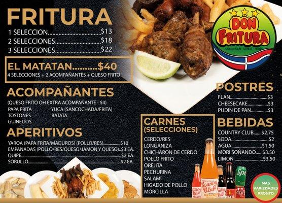 Menu in Spanish