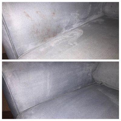 Before and after of used sofa chair