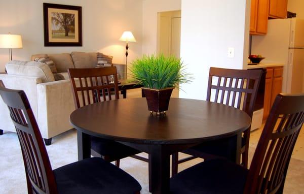 Dining room located right off the kitchen and living room