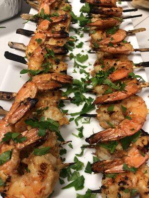 Two bite shrimp kabob skewers