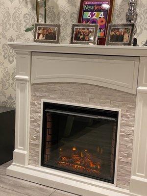 Cozy fireplace in the waiting room