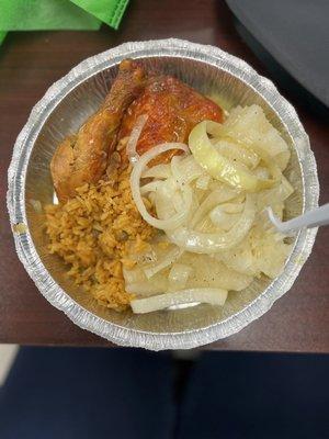 Baked Chicken, Yellow Rice w/ Guandules & Yuca