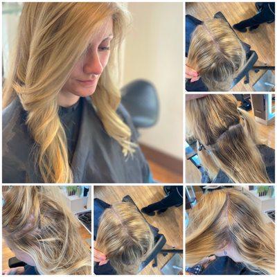 Fixing blonde #best blond balayage by jacquelyn at bluebell salon bethesda #best blond highlights by Jacquelyn at bluebell salon bethesda md