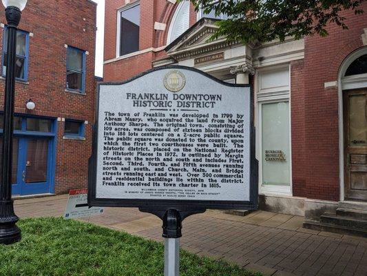 Franklin Downtown Historic District Marker