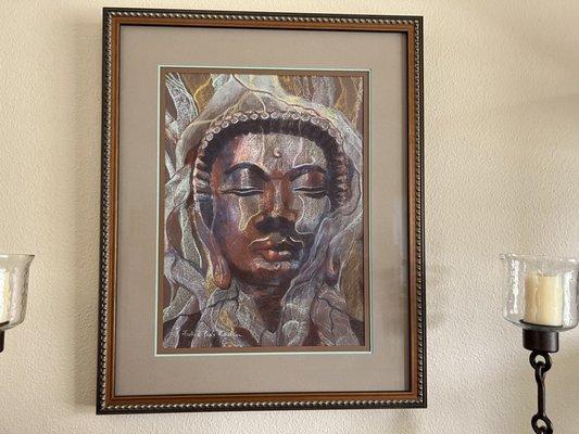 Same picture after I paid another frame shop to put in correct glass (museum glass).