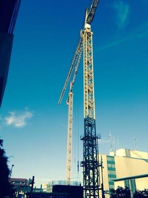 The crane working on the new courthouse- in Stockton CA