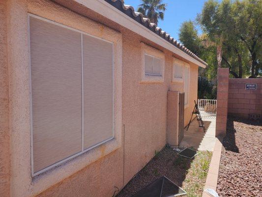 Solar screens 90% stucco and white frame