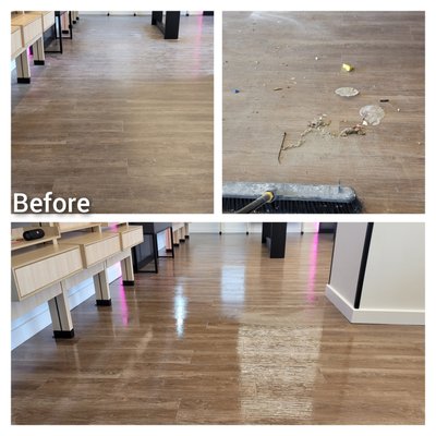 Construction clean up. Dusting and floor cleaning.