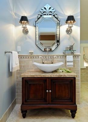 Classic design updates an estate home bathroom.