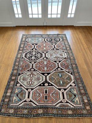 Antique Kazak rug for dining room