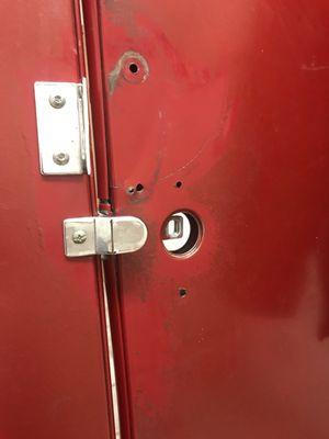 Broken stall handle.