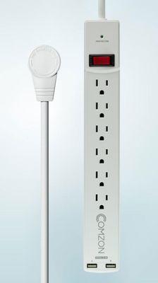 NEW Comzon® 6 Outlet Surge Protector 2 USB ports 2.4 Amp