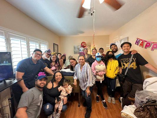 Resident Mommy Paz celebrating her birthday with her entire family.