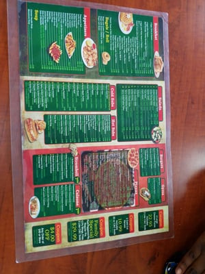 Menu, its good to know they offer beef and turkey options for breakfast meats