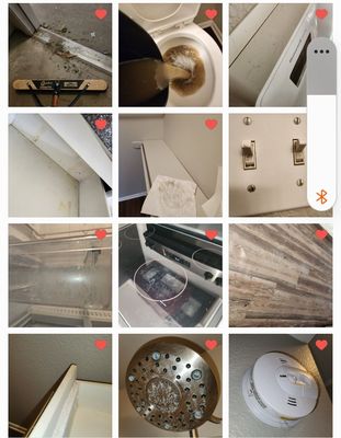 Storage not swept. Floors were salty/filthy. Dust bunnies.diirty stove top. Fridge and microwave filthy. Shower head & light switches dirty