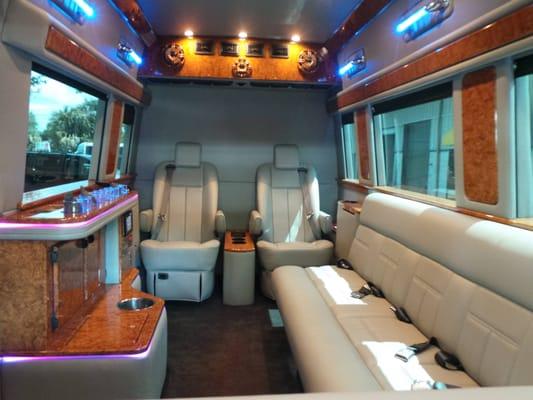 9 Passenger Mercedes Sprinter Limo Coach Interior