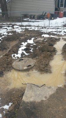 Flooded septic tank after illegal overflow line broken