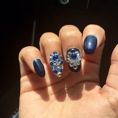 Nancy is the best! Nails for my perfect diamond chandelier wedding