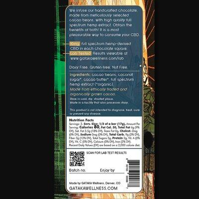 Gataka 120mg CBD organic fair trade dark chocolate bar