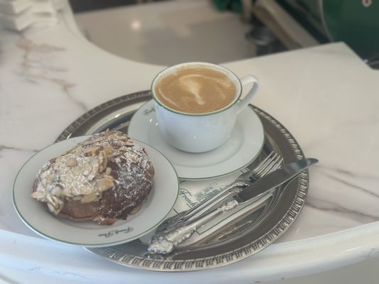 Latte and almond croissant