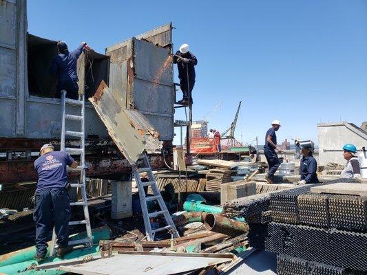 Massive cooling tower demolition project in upper Manhattan.