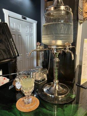 Absinthe with a sugar cube and water drip