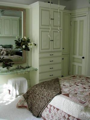 bedroom built-in dresser and media cabinet combo