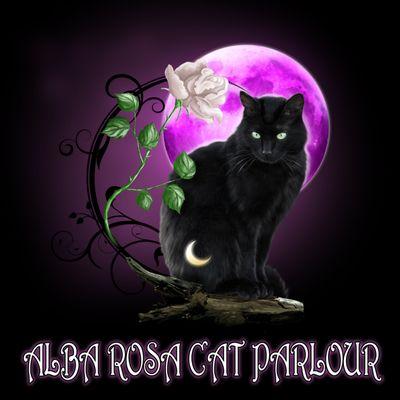 Alba Rosa's official logo.  Visit our shop at: www.albarosacats.com/official-meowchandise.html