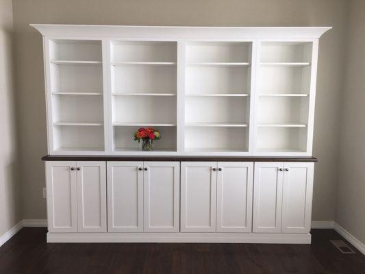 Merillat Bookcase with Storage in Maple White Finish.