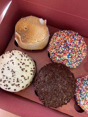 Sprinkles, S'more, Black and White and ? cupcakes