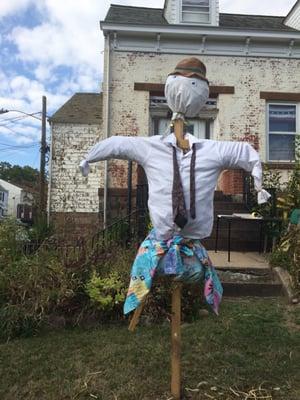 A scarecrow in front of the museum on our annual Scarecrow Day.