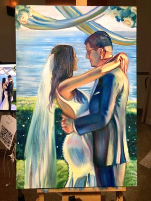 Couple Painting from a Wedding at the Bel Air Bay Club